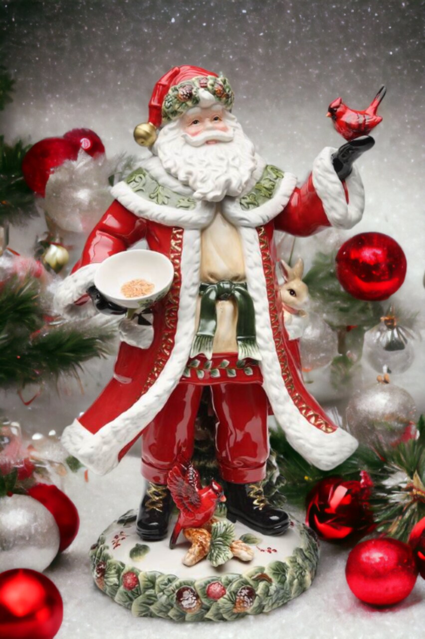 Ceramic Evergreen Holiday Santa Statue, Home Décor, Gift for Her, Gift for Mom, Kitchen Décor, Christmas Décor